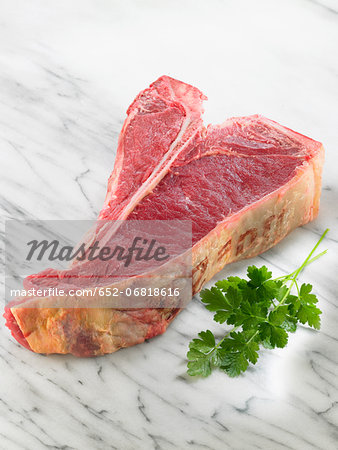 Raw T-bone steak