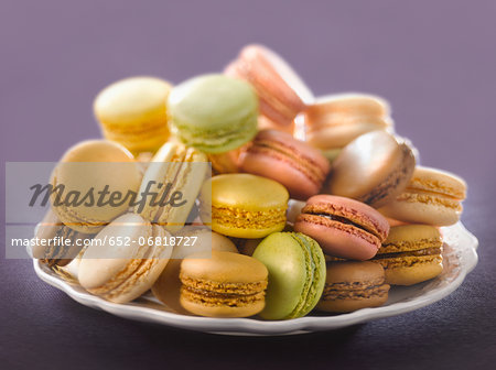 Plate of assorted macaroons Plate of assorted macaroons