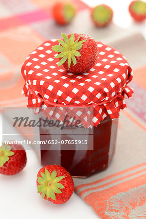 Jar of strawberry jam