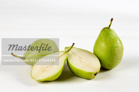 Pears on a white background