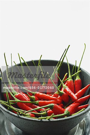 Still life of chilies in bowl