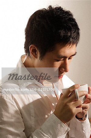 man enjoying coffee break