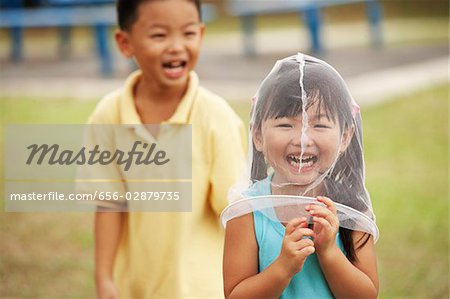 laughing girl with boy