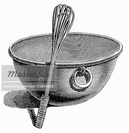 Mixing bowl with whisk (illustration)