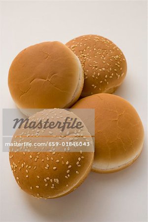 Hamburger rolls with and without sesame