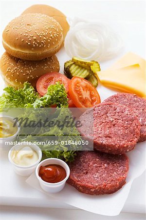 Ingredients for cheeseburgers