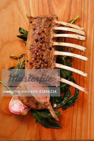 Rack of lamb with Sichuan pepper on fried sage