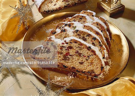 Butter stollen with almonds and candied fruit