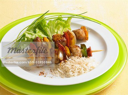 Shashlik with rice