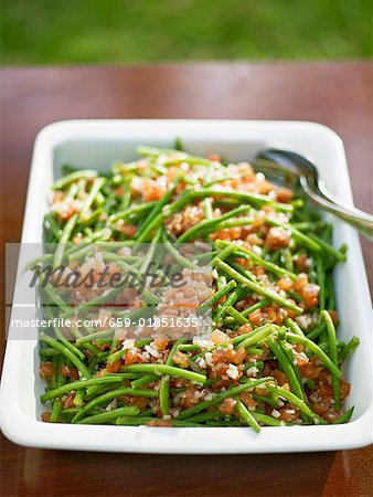 French bean salad with bacon