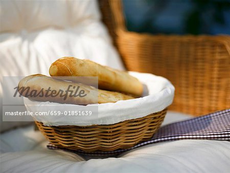 Baguettes in bread basket