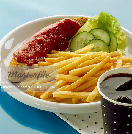 Currywurst (curried sausage) with chips