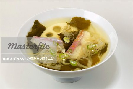 Sauerkraut soup with lotus root and fish