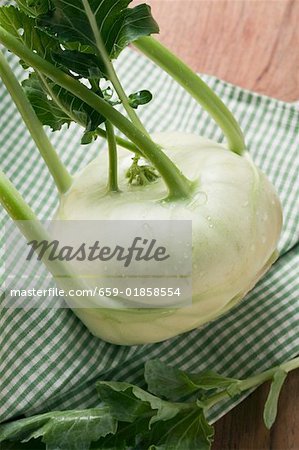 Kohlrabi with drops of water