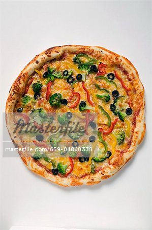 American-style vegetable pizza