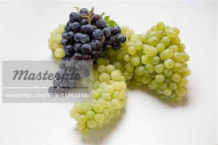 Green and black grapes