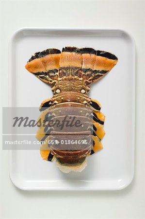 Slipper lobster on white platter