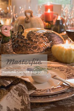 Festive place-setting with butter for Thanksgiving (USA)
