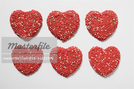 Chocolate hearts with sprinkles