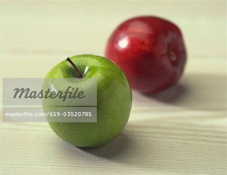 Two Apples; Green and Red