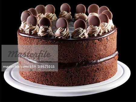 Two Layere Chocolate Cake; Black Background