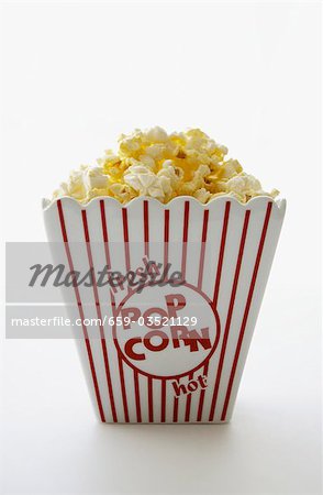 Striped Container of Buttered Popcorn