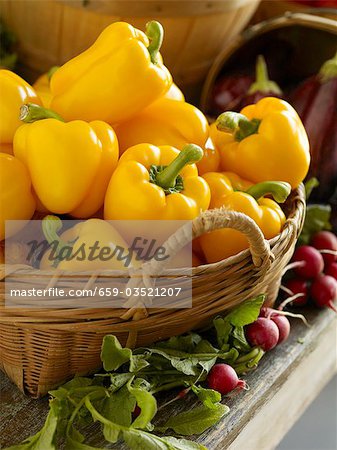 Basket of Yellow Bell Peppers