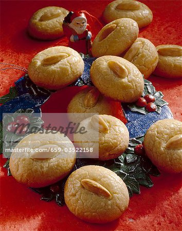 Almond cookies with Father Christmas figure