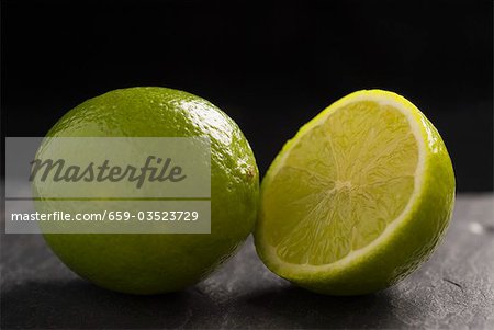 Whole lime and half a lime