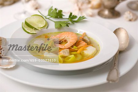 A plate of fish soup