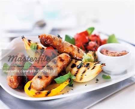 Grilled sausages and vegetables Grilled sausages and vegetables
