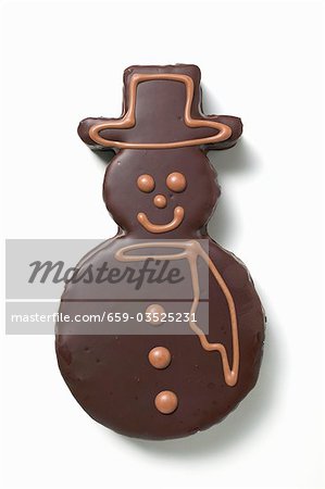 Snowman biscuit with chocolate icing