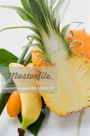 Exotic fruit still life with pineapple