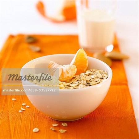 Muesli with mandarin orange segments Muesli with mandarin orange segments