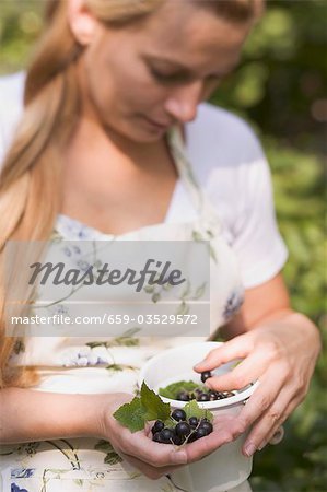 Woman holding blackcurrants Woman holding blackcurrants