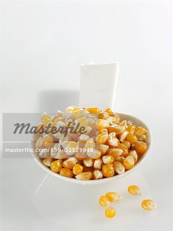 A spoonful of corn kernels