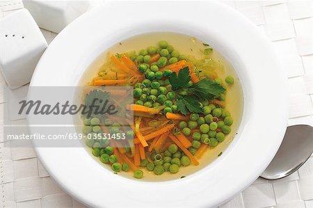Vegetable soup (with peas and carrots)