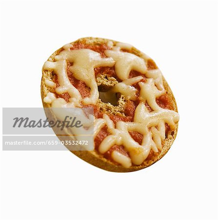 Mini Bagel Pizza on White Background Mini Bagel Pizza on White Background