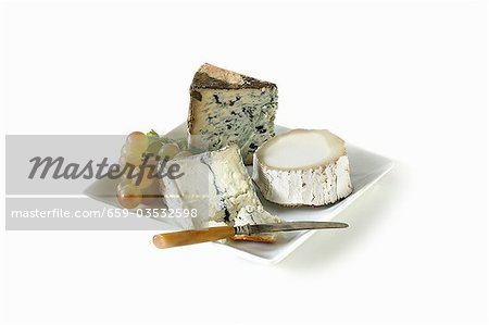 Cheese Plate with Knife; White Background