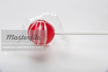 Red lollipop, unwrapped