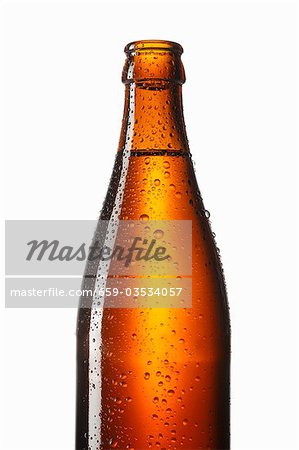 Bottle of beer with drops of water