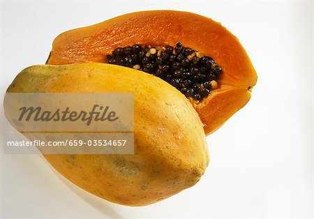 Halved papaya