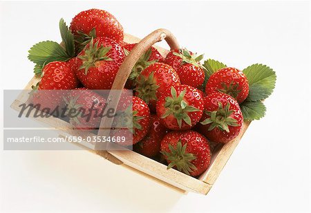 Strawberries in a wooden basket
