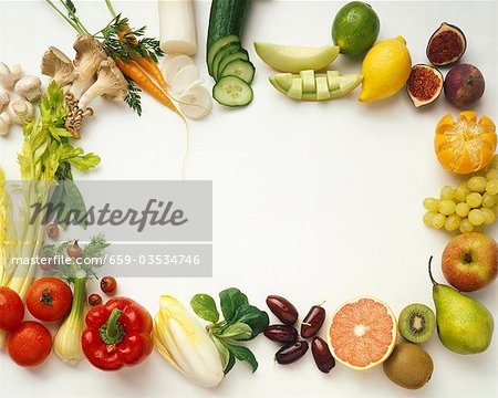 Fruit and vegetables forming a frame