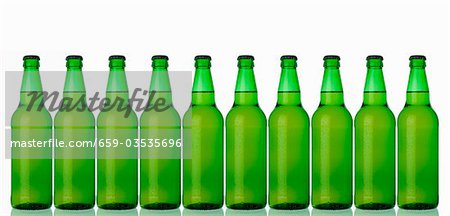 Ten green bottles standing in a row (lager)