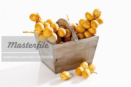 Fresh dates in wooden basket