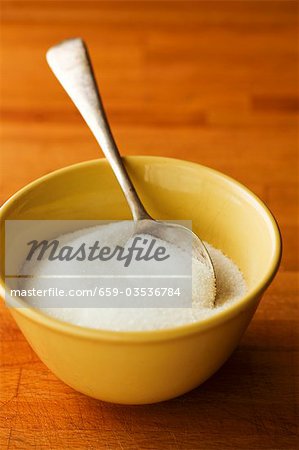 Bowl of sugar with spoon