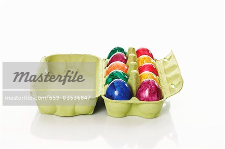 Easter eggs in egg box