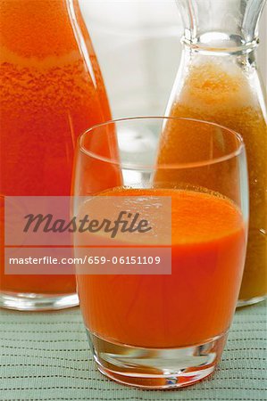 Carrot and orange juice and peach juice