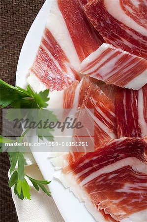 Spanish ham, cut into pieces